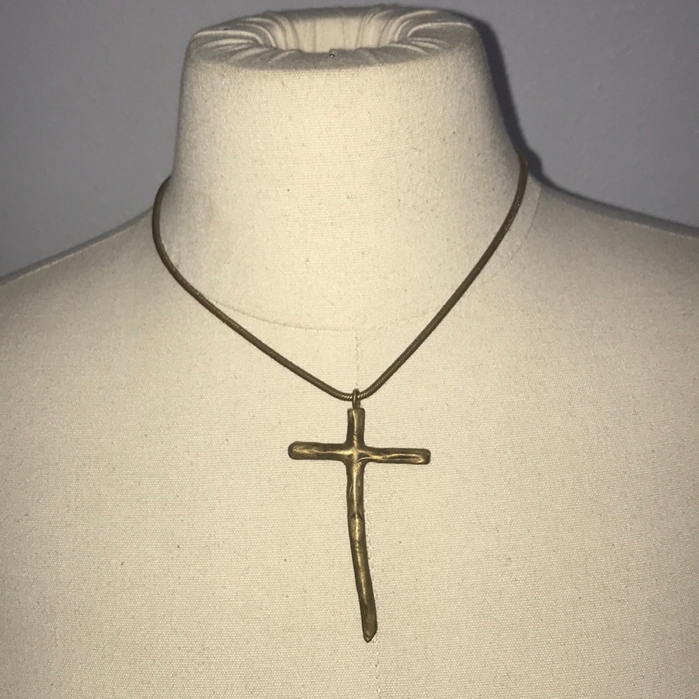 NWT vintage Love Tokens bronze cross choker necklace Christian  NFR collectible